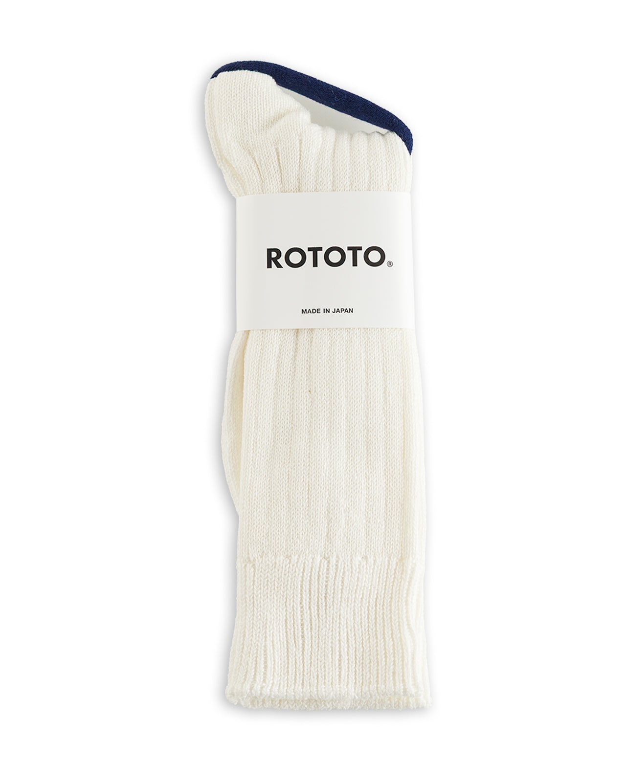 RoToTo Linen/Cotton Ribbed Crew Socks - Off White - Standard & Strange