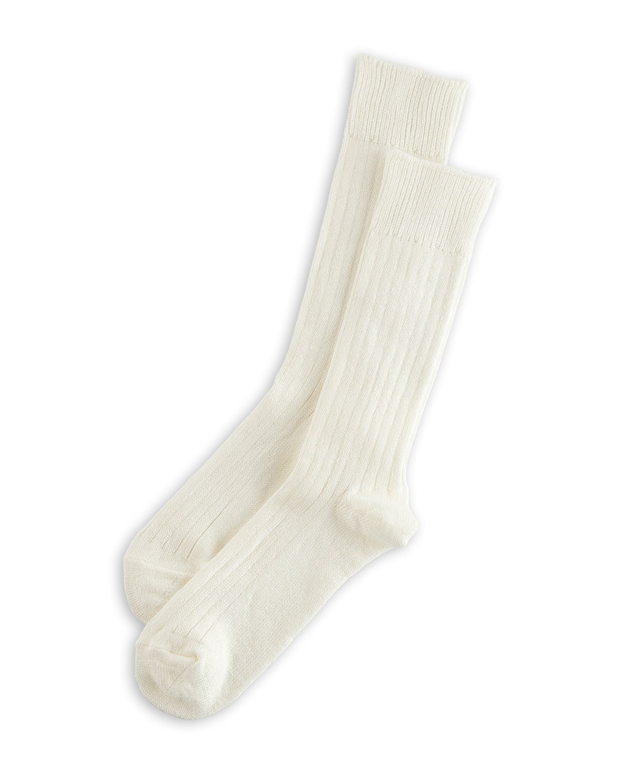 RoToTo Linen/Cotton Ribbed Crew Socks - Off White - Standard & Strange
