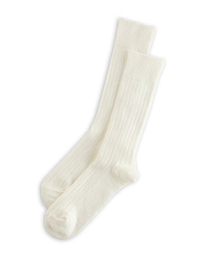 RoToTo Linen/Cotton Ribbed Crew Socks - Off White - Standard & Strange
