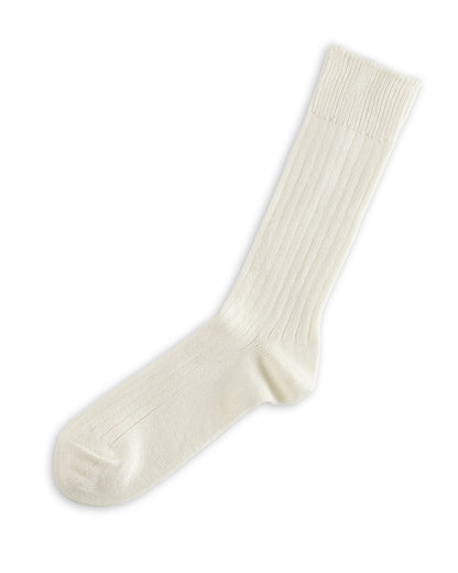 RoToTo Linen/Cotton Ribbed Crew Socks - Off White - Standard & Strange