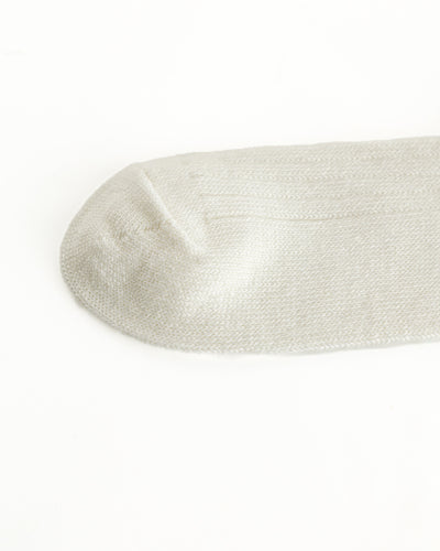 RoToTo Linen/Cotton Ribbed Crew Socks - Off White - Standard & Strange