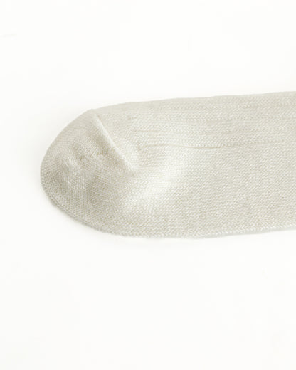 RoToTo Linen/Cotton Ribbed Crew Socks - Off White - Standard & Strange