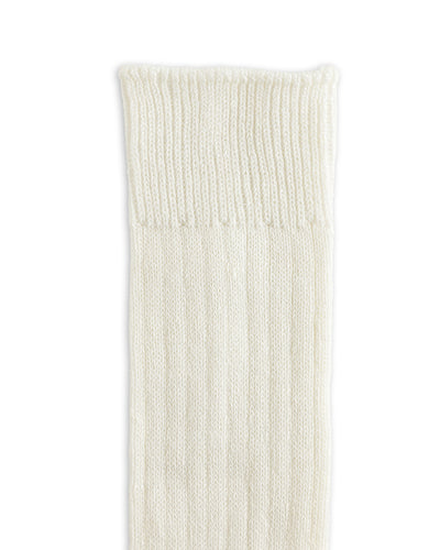RoToTo Linen/Cotton Ribbed Crew Socks - Off White - Standard & Strange