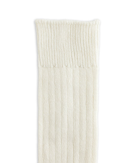 RoToTo Linen/Cotton Ribbed Crew Socks - Off White - Standard & Strange