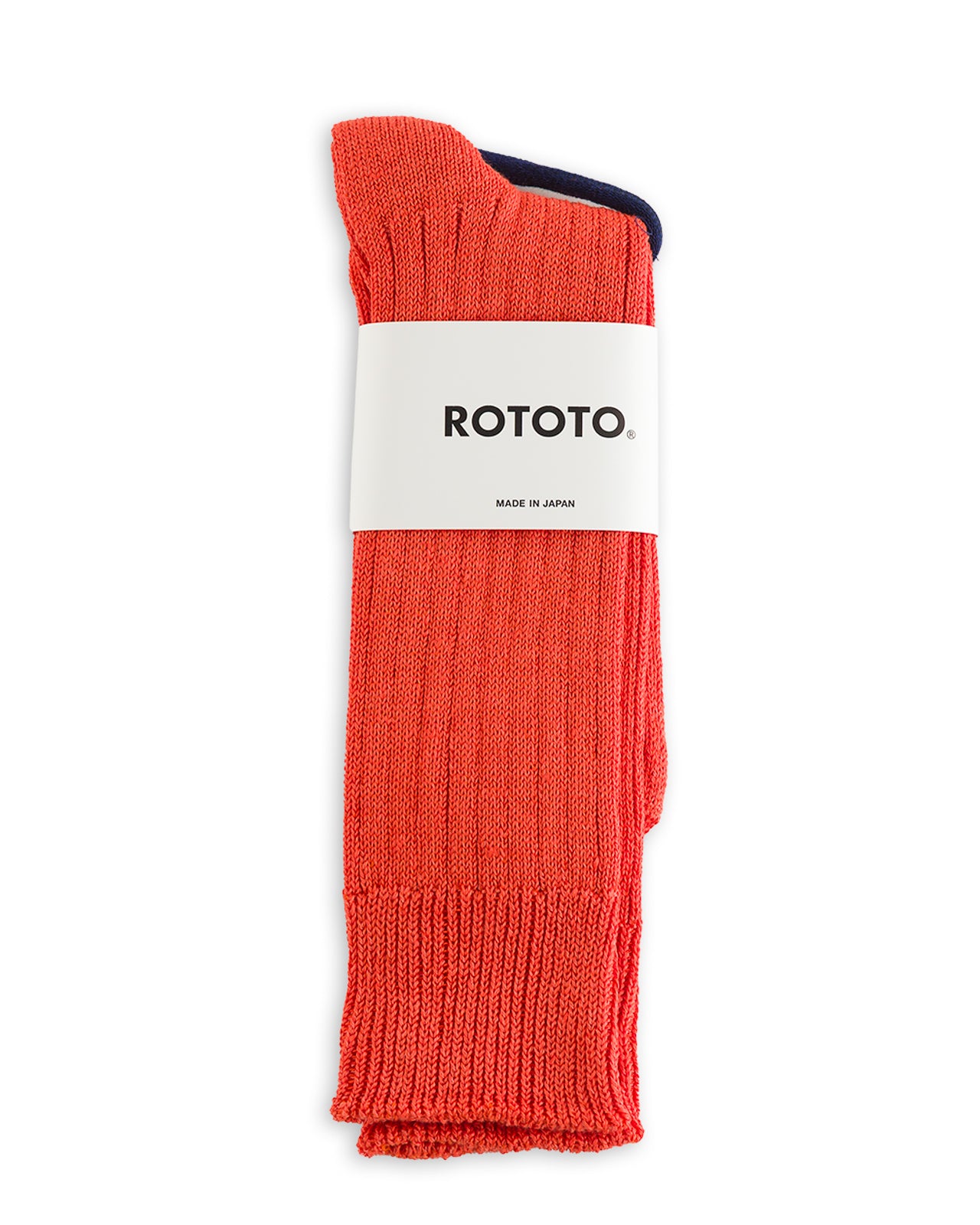RoToTo Linen/Cotton Ribbed Crew Socks - Orange Red - Standard & Strange