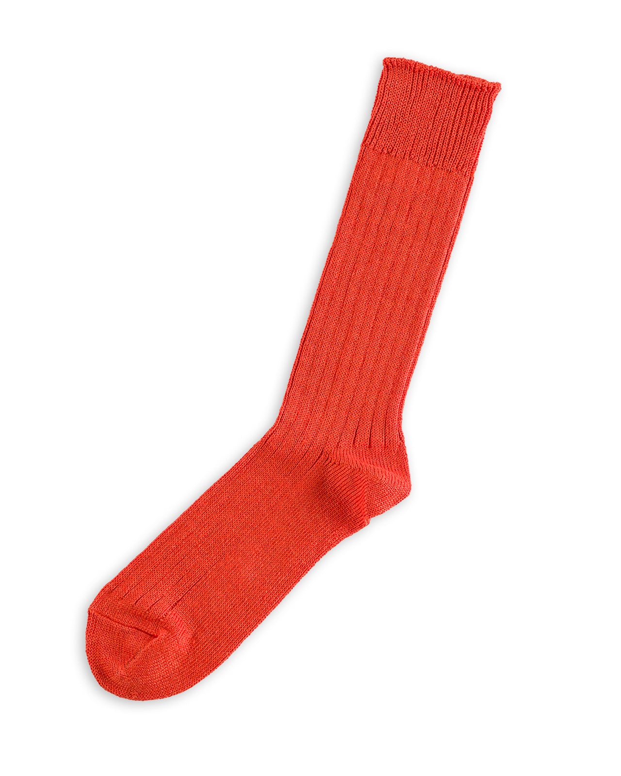 RoToTo Linen/Cotton Ribbed Crew Socks - Orange Red - Standard & Strange
