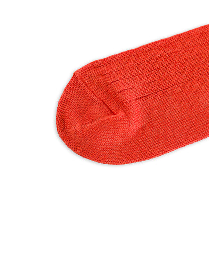 RoToTo Linen/Cotton Ribbed Crew Socks - Orange Red - Standard & Strange
