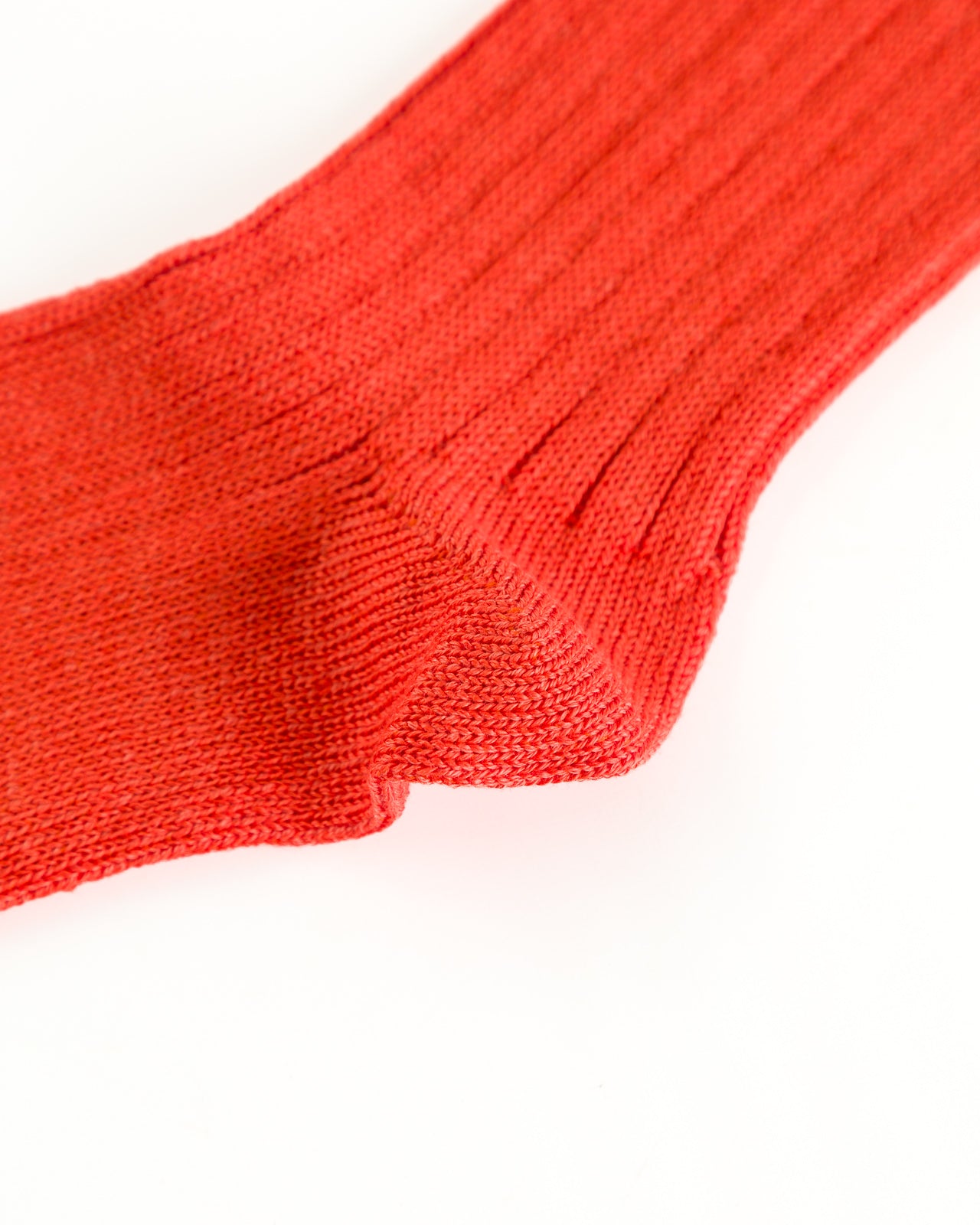 RoToTo Linen/Cotton Ribbed Crew Socks - Orange Red - Standard & Strange