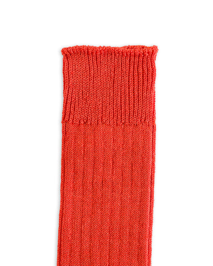 RoToTo Linen/Cotton Ribbed Crew Socks - Orange Red - Standard & Strange
