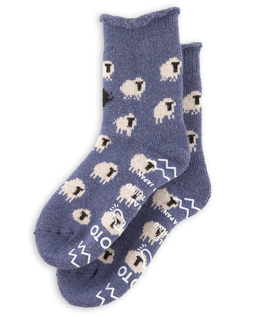 RoToTo Pile Room Socks "Sheep" - Blue - Standard & Strange