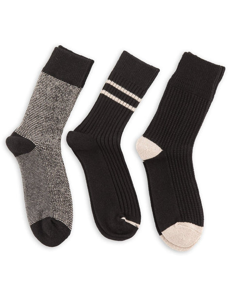 RoToTo Recycled Cotton/Wool Daily 3-pack Socks - Black/Gray - Standard & Strange