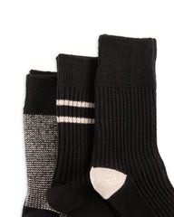 RoToTo Recycled Cotton/Wool Daily 3-pack Socks - Black/Gray - Standard & Strange