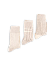 RoToTo Recycled Cotton/Wool Daily 3-pack Socks - Gray/Off White - Standard & Strange