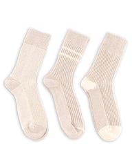 RoToTo Recycled Cotton/Wool Daily 3-pack Socks - Gray/Off White - Standard & Strange