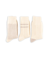 RoToTo Recycled Cotton/Wool Daily 3-pack Socks - Off White/Gray - Standard & Strange