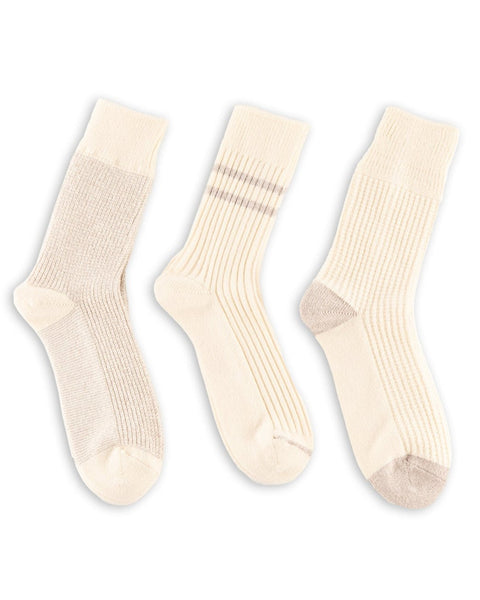 RoToTo Recycled Cotton/Wool Daily 3-pack Socks - Off White/Gray - Standard & Strange