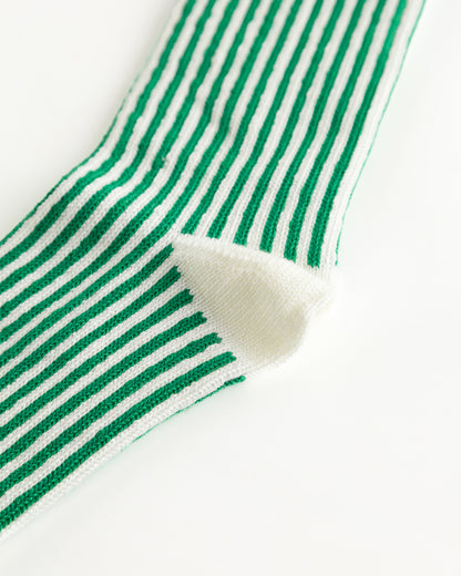 RoToTo Vertical Stripe Socks - White/Green - Standard & Strange