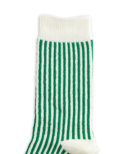 RoToTo Vertical Stripe Socks - White/Green - Standard & Strange