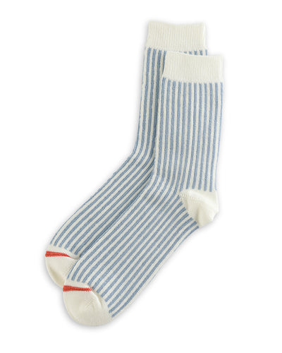 RoToTo Vertical Stripe Socks - White/Light Blue - Standard & Strange