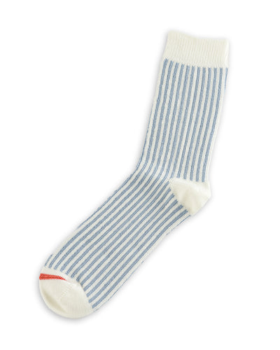 RoToTo Vertical Stripe Socks - White/Light Blue - Standard & Strange