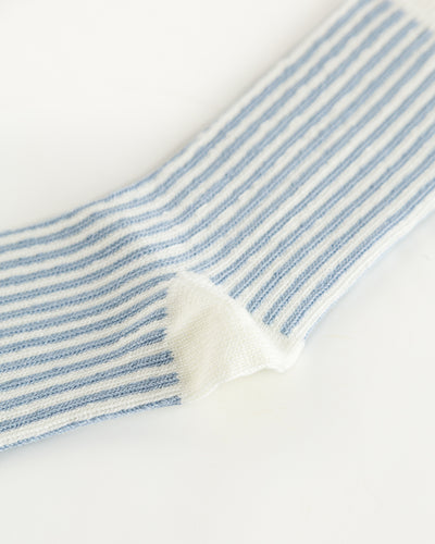 RoToTo Vertical Stripe Socks - White/Light Blue - Standard & Strange