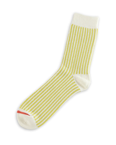 RoToTo Vertical Stripe Socks - White/Lime - Standard & Strange