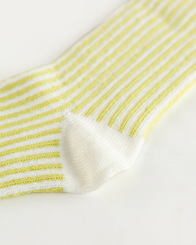 RoToTo Vertical Stripe Socks - White/Lime - Standard & Strange