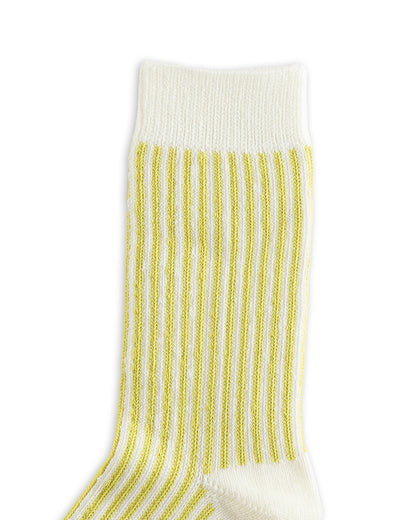 RoToTo Vertical Stripe Socks - White/Lime - Standard & Strange