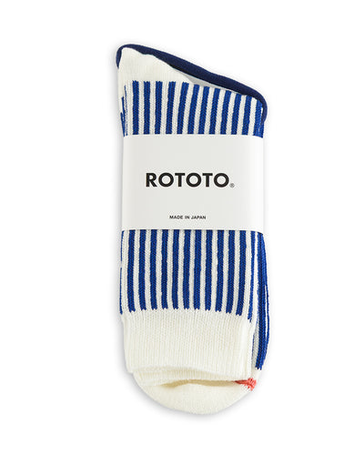 RoToTo Vertical Stripe Socks - White/Royal Blue - Standard & Strange