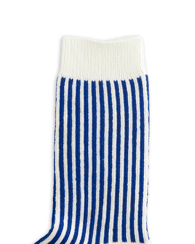 RoToTo Vertical Stripe Socks - White/Royal Blue - Standard & Strange