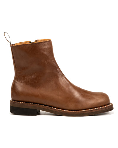 Casper Side Zip Boot - Brown Horsehide