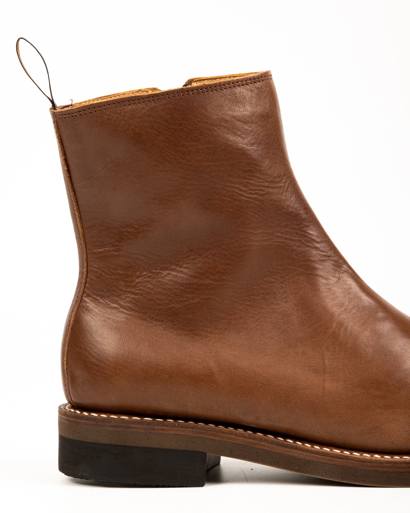 Casper Side Zip Boot - Brown Horsehide