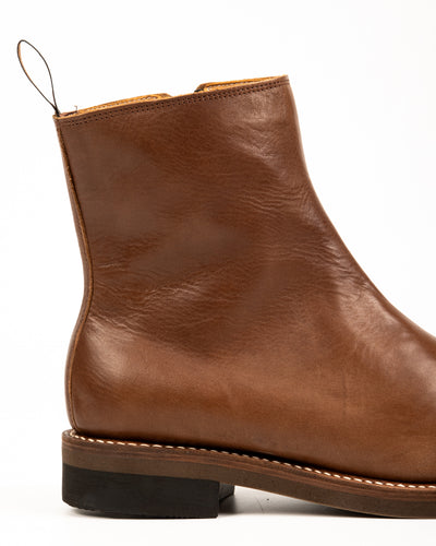 Casper Side Zip Boot - Brown Horsehide