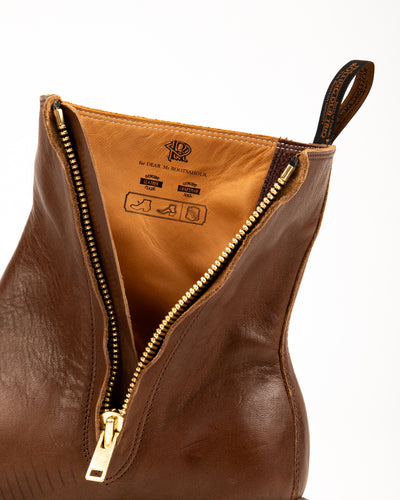 Casper Side Zip Boot - Brown Horsehide