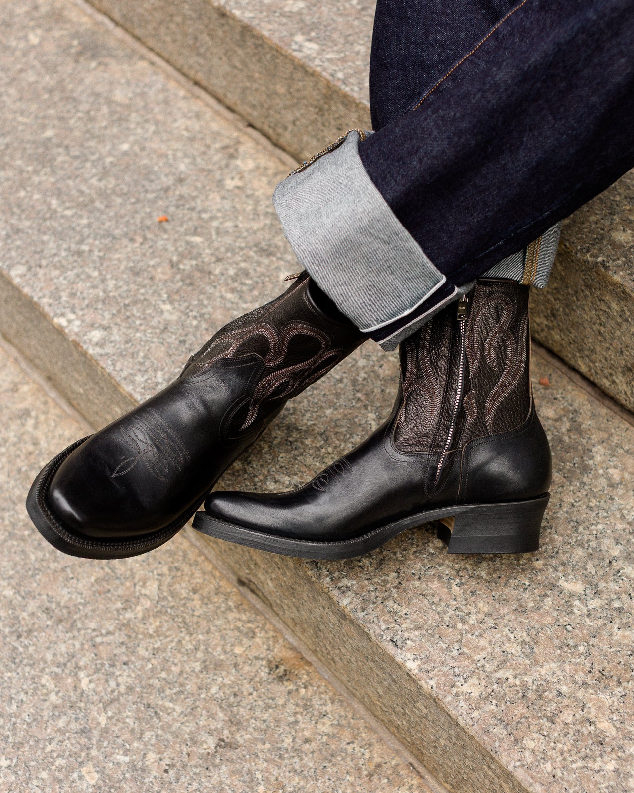 Loro Side Zip - Black Flame Embroidery – Standard & Strange