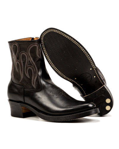 Loro Side Zip - Goat/Calf Black Flame Embroidery