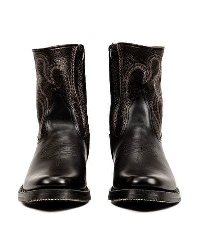 Loro Side Zip - Goat/Calf Black Flame Embroidery