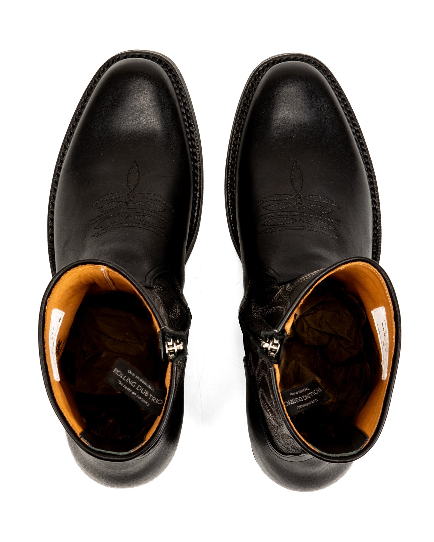 Loro Side Zip - Goat/Calf Black Flame Embroidery
