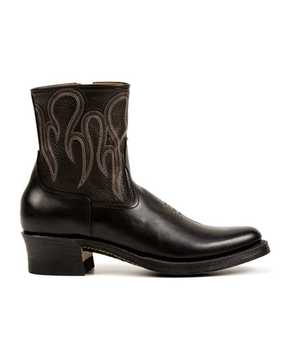 Loro Side Zip - Goat/Calf Black Flame Embroidery