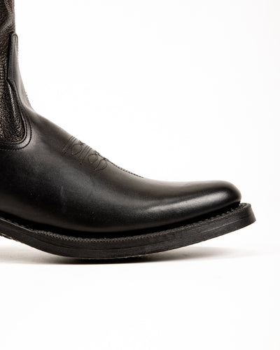 Loro Side Zip - Goat/Calf Black Flame Embroidery