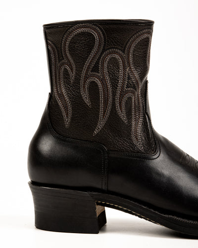 Loro Side Zip - Goat/Calf Black Flame Embroidery