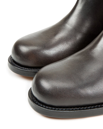 Rolling Dub Trio Rottweiler Riding Boots - Black & Brown Horsehide - Standard & Strange