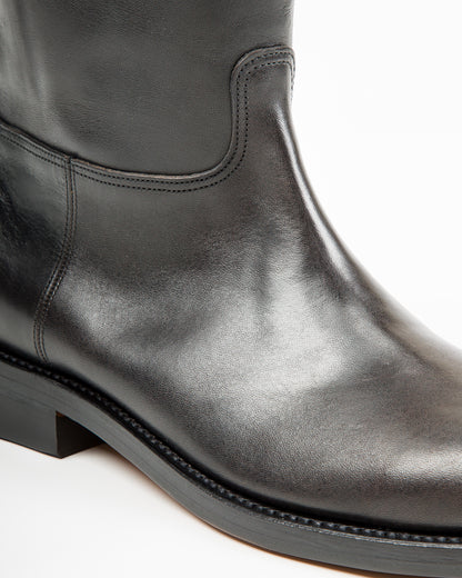 Rolling Dub Trio Rottweiler Riding Boots - Black & Brown Horsehide - Standard & Strange