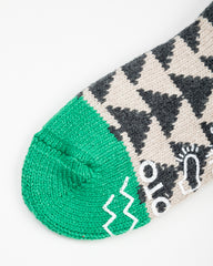 Comfy Room Socks - Sankaku Charcoal/Green