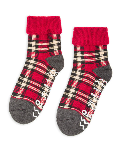 RoToTo Comfy Room Socks "Check" - Dark Red/Black - Standard & Strange