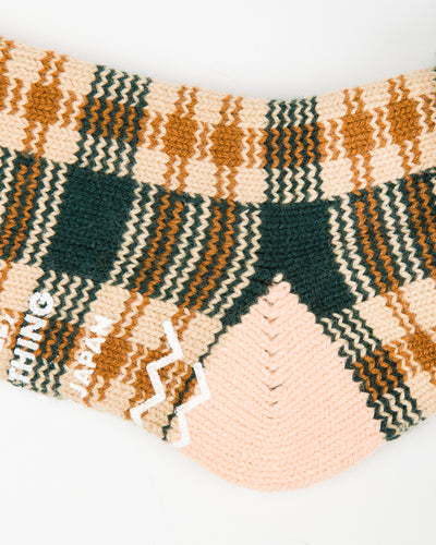 RoToTo Comfy Room Socks "Check" - Forest Green/Beige - Standard & Strange