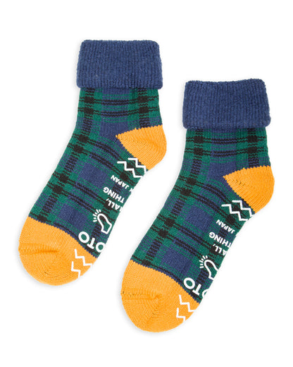RoToTo Comfy Room Socks "Check" - Navy/Green - Standard & Strange