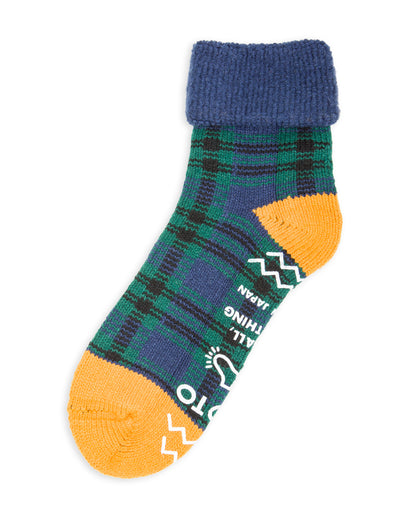 RoToTo Comfy Room Socks "Check" - Navy/Green - Standard & Strange