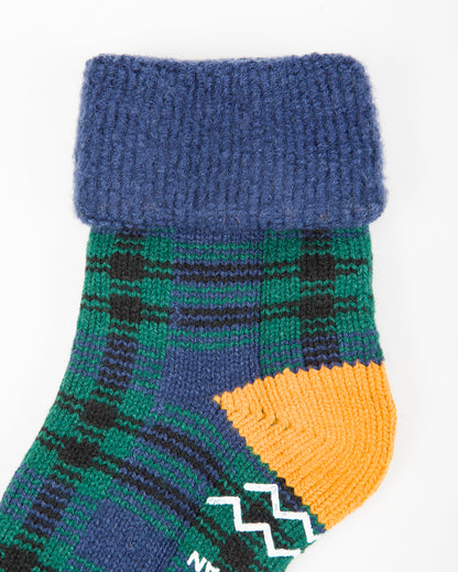 RoToTo Comfy Room Socks "Check" - Navy/Green - Standard & Strange