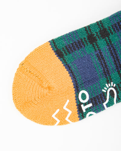 RoToTo Comfy Room Socks "Check" - Navy/Green - Standard & Strange